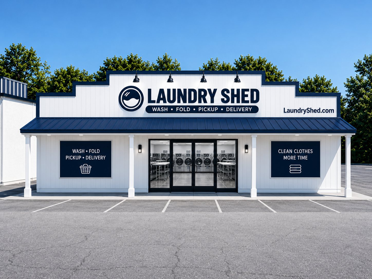 Rendering of the Laundry Shed storefront on Highway 377 South